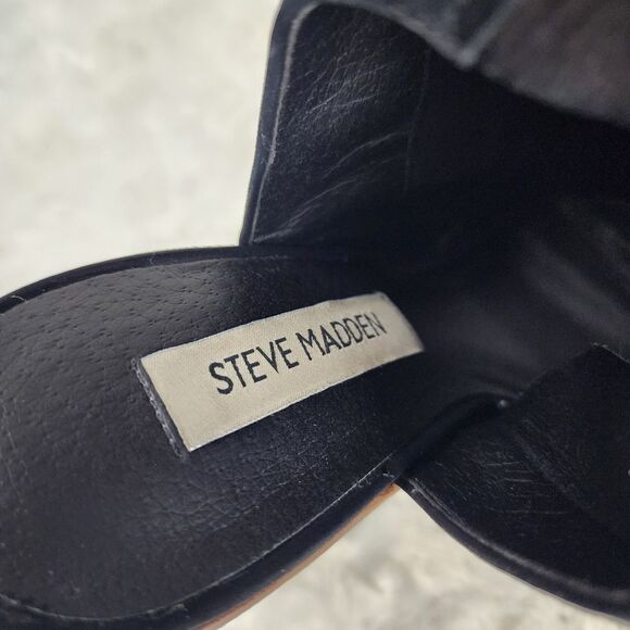 Steve Madden Valencia Leather Open Toe Sandals Black Size 9.5 - Picture 3 of 10